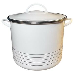 COPCO Sam Lebowitz Design 10 Qt Stock Pot Pan w/ Lid White Enamel
